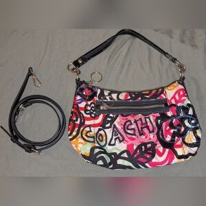 Coach Poppy Collection Y2K Multi-Color Graffiti Convertible Shoulder Bag Pink